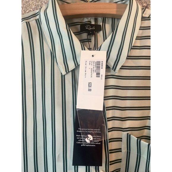 Rails Womens Spencer Striped Long-Sleeve Button-Down Shirt In Green & White - Picture 6 of 10